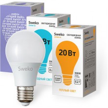 Лампа LED E27/A60 груша, 20W, 6500K, 1700Лм, Sweko [42LED-A60-20W-230-6500K-E27]