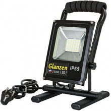 Прожектор LED  30W, 6500K, IP65, SMD, 2500Лм, переносной, шнур 1,5м, GLANZEN [FAD-0015-30]
