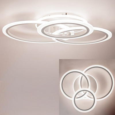 Люстра LED  90W, ПДУ 3000-6500K, 8000Лм, акрил, d1100, GLANZEN [LED-0090-ROUND-white] белый