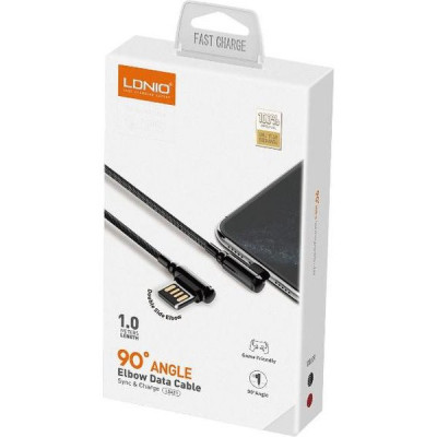 Кабель USB - microUSB, 1.0м, 2.4А, LDNIO LS421 [LD_B4620] медь, 86 жил, угловой коннектор