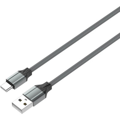 Кабель USB - Type-C, 1.0м, 2.4А, LDNIO LS431 [LD_B4567] медь, 86 жил, нейлоновая оплетка, серый