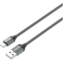 Кабель USB - Type-C, 2.0м, 2.4А, LDNIO LS432 [LD_B4573] медь, 120 жил, нейлоновая оплетка, серый