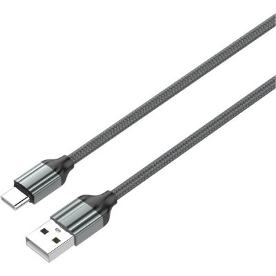 Кабель USB - Type-C, 2.0м, 2.4А, LDNIO LS432 [LD_B4573] медь, 120 жил, нейлоновая оплетка, серый