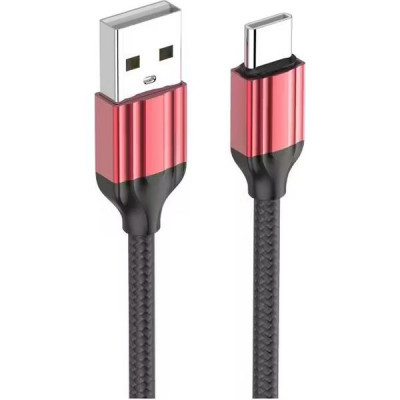 Кабель USB - Type-C, 2.0м, 2.4А, LDNIO LS432 [LD_B4570] медь, 120 жил, нейлоновая оплетка, красный