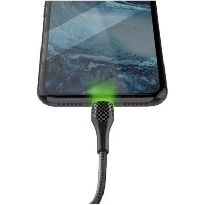 Кабель USB - microUSB, 1.0м, 2.4А, LDNIO LS521 [LD_B4530] медь, 86 жил, LED подсветка, серый