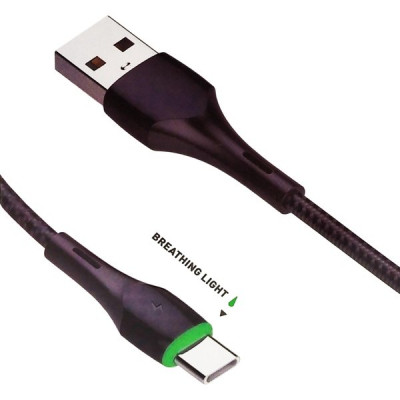 Кабель USB - Type-C, 1.0м, 2.4А, LDNIO LS521 [LD_B4513] медь, 86 жил, LED подсветка, серый