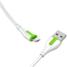 Кабель USB - microUSB, 2.0м, 2.1А, LDNIO LS572 [LD_C3815] медь, 86 жил, ПВХ, белый/зеленый