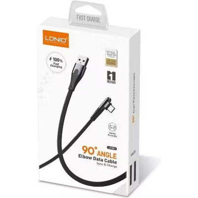 Кабель USB - microUSB, 1.0м, 2.4А, LDNIO LS581 [LD_C3806] медь, 86 жил, нейлон, угловой коннектор