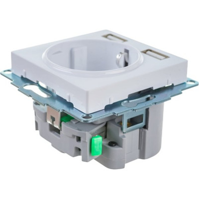 Розетка с/у 2P+E 16A + 2xUSB 2.4А/2х1.2А, IP20, Schneider Electric ATLASDESIGN [ATN000130] белый