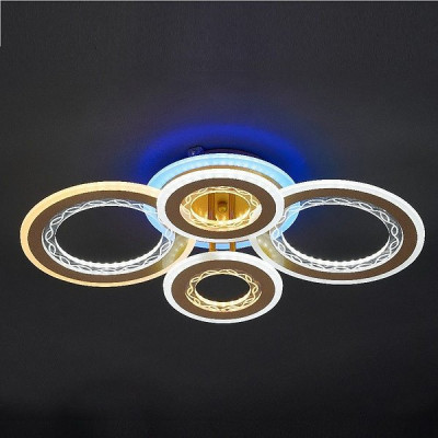 Люстра LED 136W, ПДУ 3000-6500K, 10200Лм, акрил, d600*400*100, ЭС [51229/4+1CPGD BPYW] зол+шамп+бел