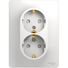 Розетка с/у 2x2P+E 16A, IP20, со шторками, Schneider Electric Glossa [GSL000126] белый