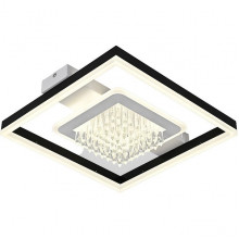 Люстра LED 75W, 3000-6500K, 4913Лм, ПДУ, акрил, хрусталь, d410*100, Gerhort [G61404/1B BK+WT]бел/чер