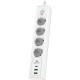 Сетевой фильтр  2м, 4 розетки, 16А/3500Вт, 3x1.5, 3хUSB, Cablexpert Exnovo [EXN-4-CU2-W-2] белый