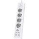 Сетевой фильтр  2м, 4 розетки, 16А/3500Вт, 3x1.5, 4хUSB, Cablexpert Exnovo [EXN-4-U4-W-2] белый