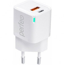 Зарядное устройство Perfeo, PD, с разъемом USB+Type-C, GaN, 20W [I4652] белый