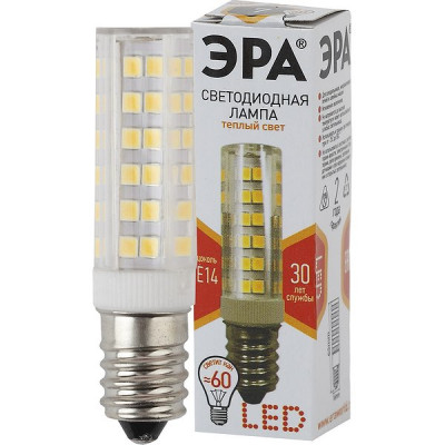 Лампа LED E14/T25 цилиндр,  7W, 2700K, 560Лм, ЭРА [LED T25-7W-CORN-827-E14]  