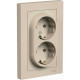Розетка с/у 2x2P+Е 16A, IP20, в сборе, Schneider Electric ATLASDESIGN [ATN001224] песочный