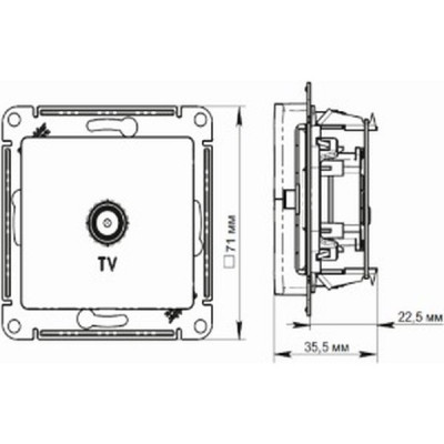 Розетка с/у TV оконечная, IP20, 1DB, Schneider Electric ATLASDESIGN [ATN001291] песочный
