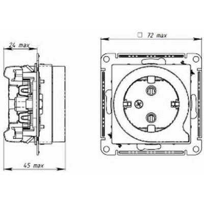 Розетка с/у 2P+E 16A, IP20, со шторками, с выталк. Schneider Electric ATLASDESIGN [ATN000147] белый
