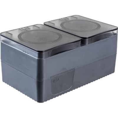 Розетка с/у 2x2P+Е 16A, IP54, со шторками, Schneider Electric ATLASDESIGN PROFI [ATN544026] антрацит