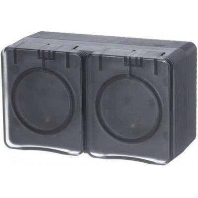 Розетка с/у 2x2P+Е 16A, IP54, со шторками, Schneider Electric ATLASDESIGN PROFI [ATN544026] антрацит