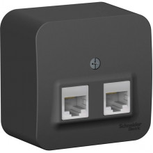 Розетка о/у компьютерная 2xRJ45 5e, изол.пл., Schneider Electric Blanca [BLNIA045456] антрацит