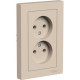 Розетка с/у 2x2P 16A, IP20, в сборе, Schneider Electric ATLASDESIGN [ATN001220] песочный