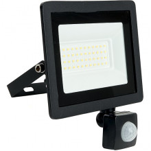 Прожектор LED  50W, 6400K, IP65, SMD, 5000Лм, с датчиком движения, Feron [SFL80-50] черный 