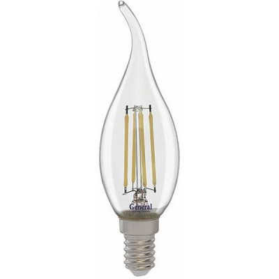Лампа LED E14/C37 свеча на ветру,  8W, FILAMENT, 2700K, 610Лм, GL [GLDEN-CWS-8-230-E14-2700]