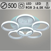 Люстра LED 116W, ПДУ 3000-6500K+RGB, акрил, 500*500*135, Росток [DK05855/5+1 PR WH] белый